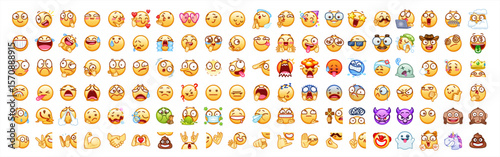 Emoji flat characters vector set. Emojis icon collection in sad, crying, weird, in love, sick and funny facial expressions emoji elements in white isolated background. Vector 10 eps.