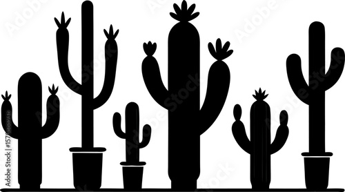 Cactus Plant Silhouettes – Vector Set of 6 Designs