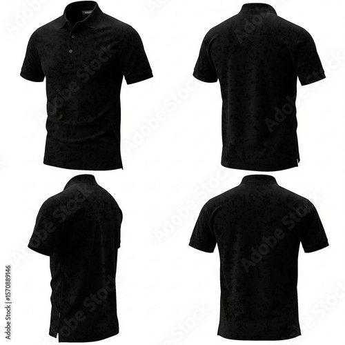 Cotton pique texture with realistic lighting and subtle shadows - for tailoring and design reference-black color