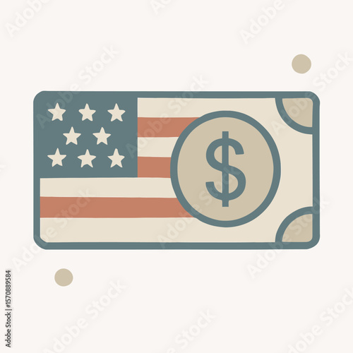 American Dollar Concept With Flag And Currency Symbol