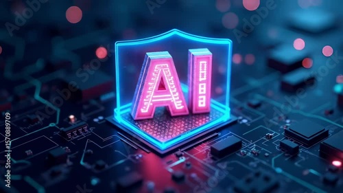 Futuristic AI Chip Animation for Tech Promos, Neural Network Concepts, Machine Learning Ads, Digital Transformation Reels & Software Launches