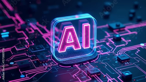 Futuristic AI Chip Animation for Tech Promos, Neural Network Concepts, Machine Learning Ads, Digital Transformation Reels & Software Launches