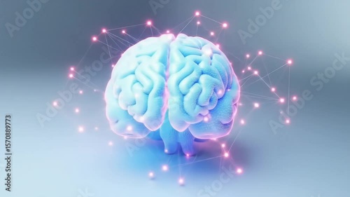 3D Glowing Brain with Neural Network for AI Presentations, Medical Innovation, Tech Branding, Neural Research, and Educational Videos