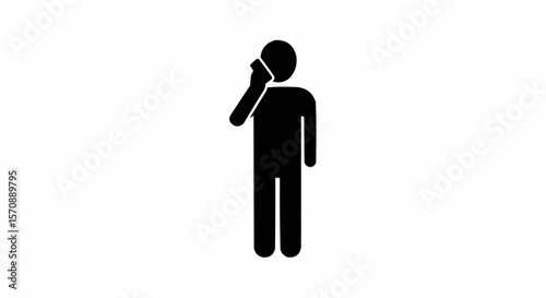 Person Using Phone Silhouette on White
