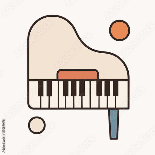 Minimalist Grand Piano Keyboard With Abstract Circles
