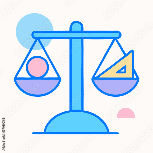 Balance Scale With Geometric Shapes Concept
