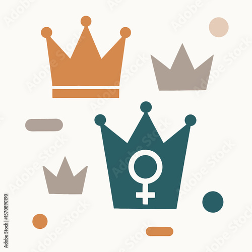 Feminine Power Symbol In Crown Shapes