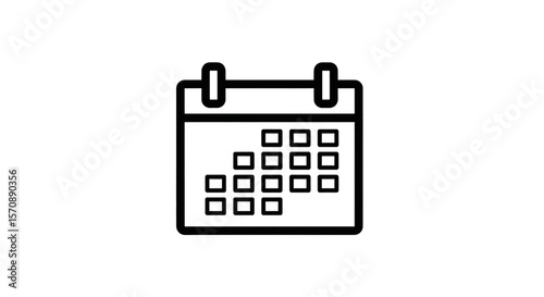 Stylized calendar icon with a date highlighted isolated on transparent background