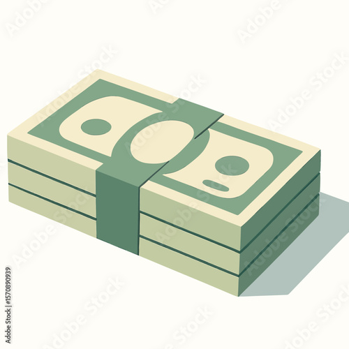 Stack Of Cash Bundle Isolated On White