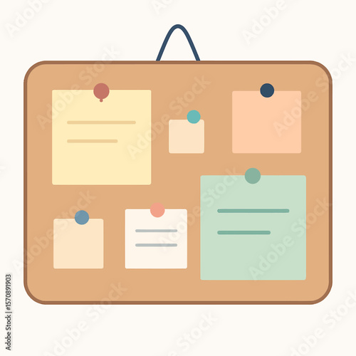 Organized Notice Board With Colorful Sticky Notes