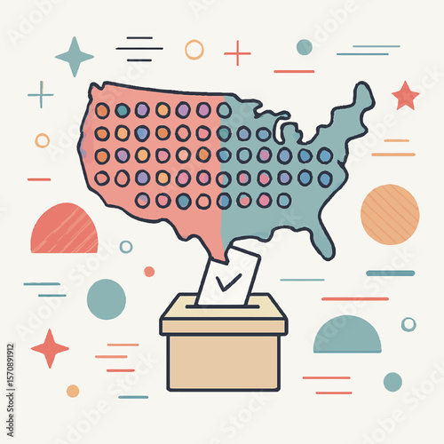 United States Election Map With Ballot Box