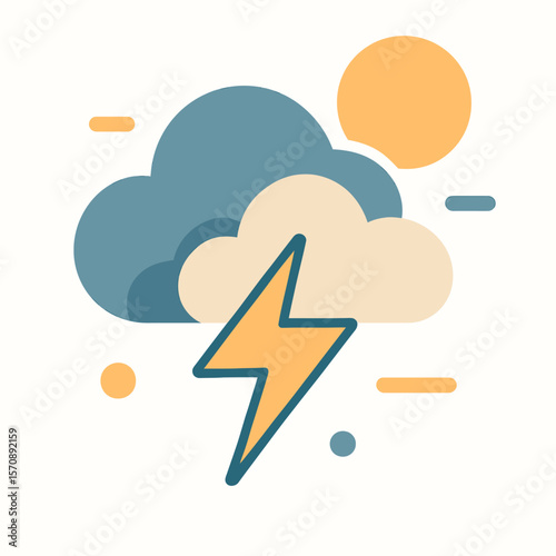 Sunny Thunderstorm With Clouds And Lightning