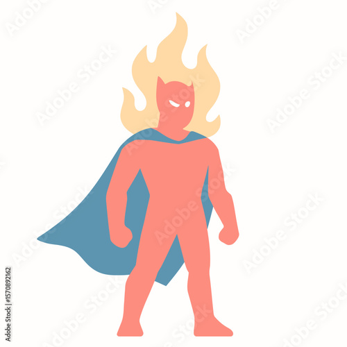 Flame Hero With Blue Cape Standing Strong