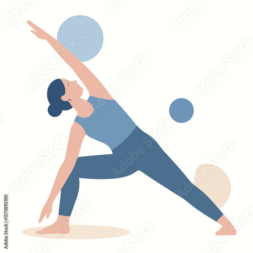Woman Practicing Yoga Extended Side Angle Pose