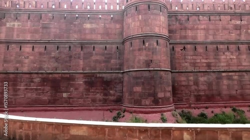 The large wall of Red Fort (Lal Qila), Delhi, India | UNESCO World Heritage Site