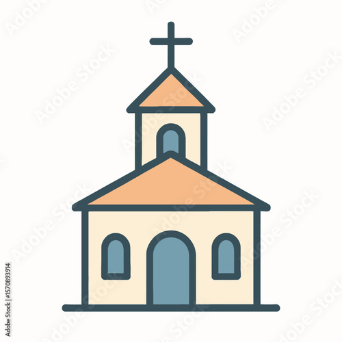 Charming Country Church With Steeple And Cross