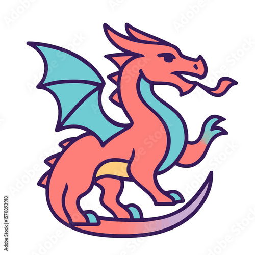 Colorful Cartoon Dragon With Blue Wings
