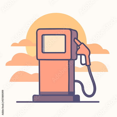 Retro Gas Pump At Sunrise