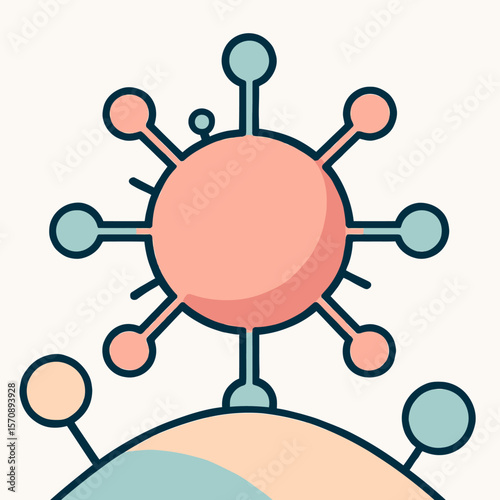 Colorful Abstract Virus Structure On White Background