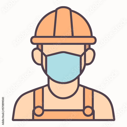Construction Worker Wearing Protective Face Mask