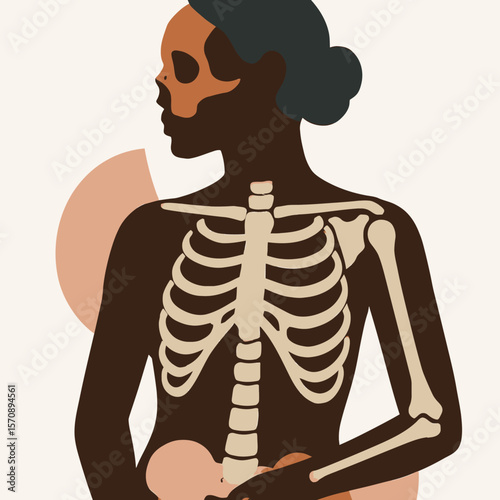 Woman Anatomy Concept With Skeleton Overlay