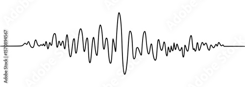 Abstract black and white sound wave graphic on a clean white background