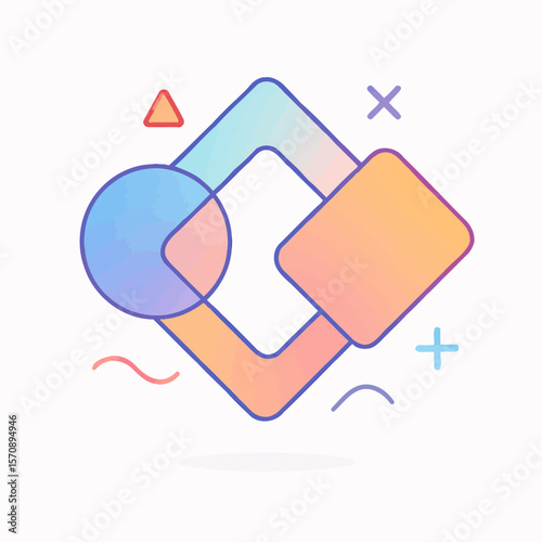 Colorful Abstract Geometric Shapes On White Background