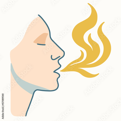 Breathing Out Calm Relaxation Concept