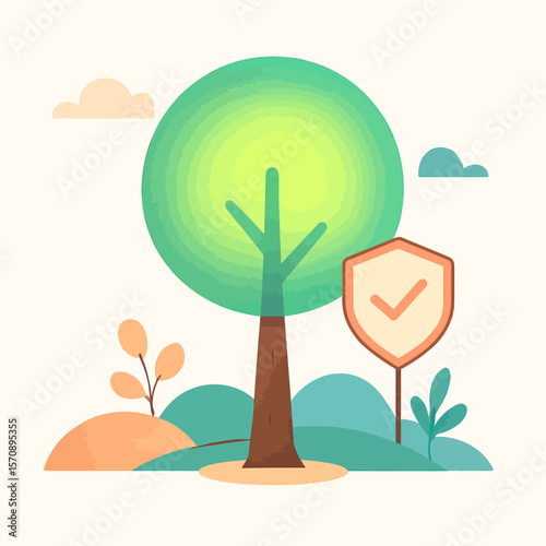Protected Tree In Eco Friendly Landscape