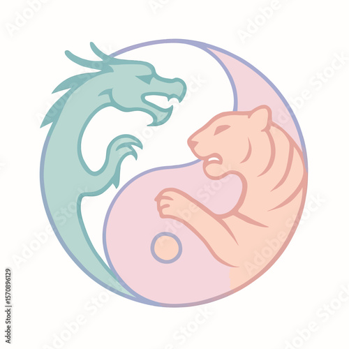 Dragon And Tiger Yin Yang Balance Symbol