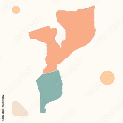 Minimalist Mozambique Map In Soft Pastel Colors