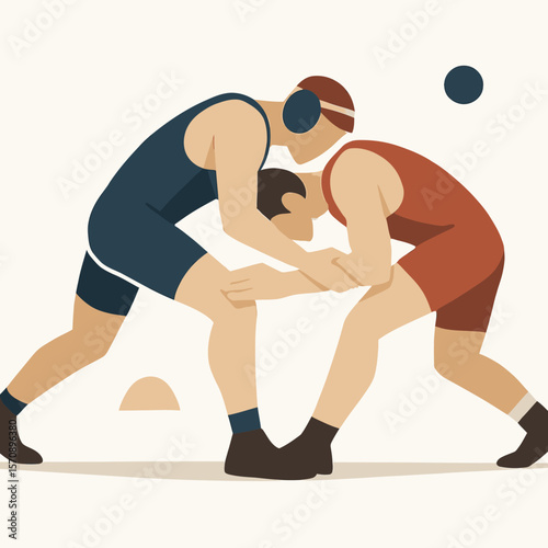 Wrestlers Competing In Intense Match