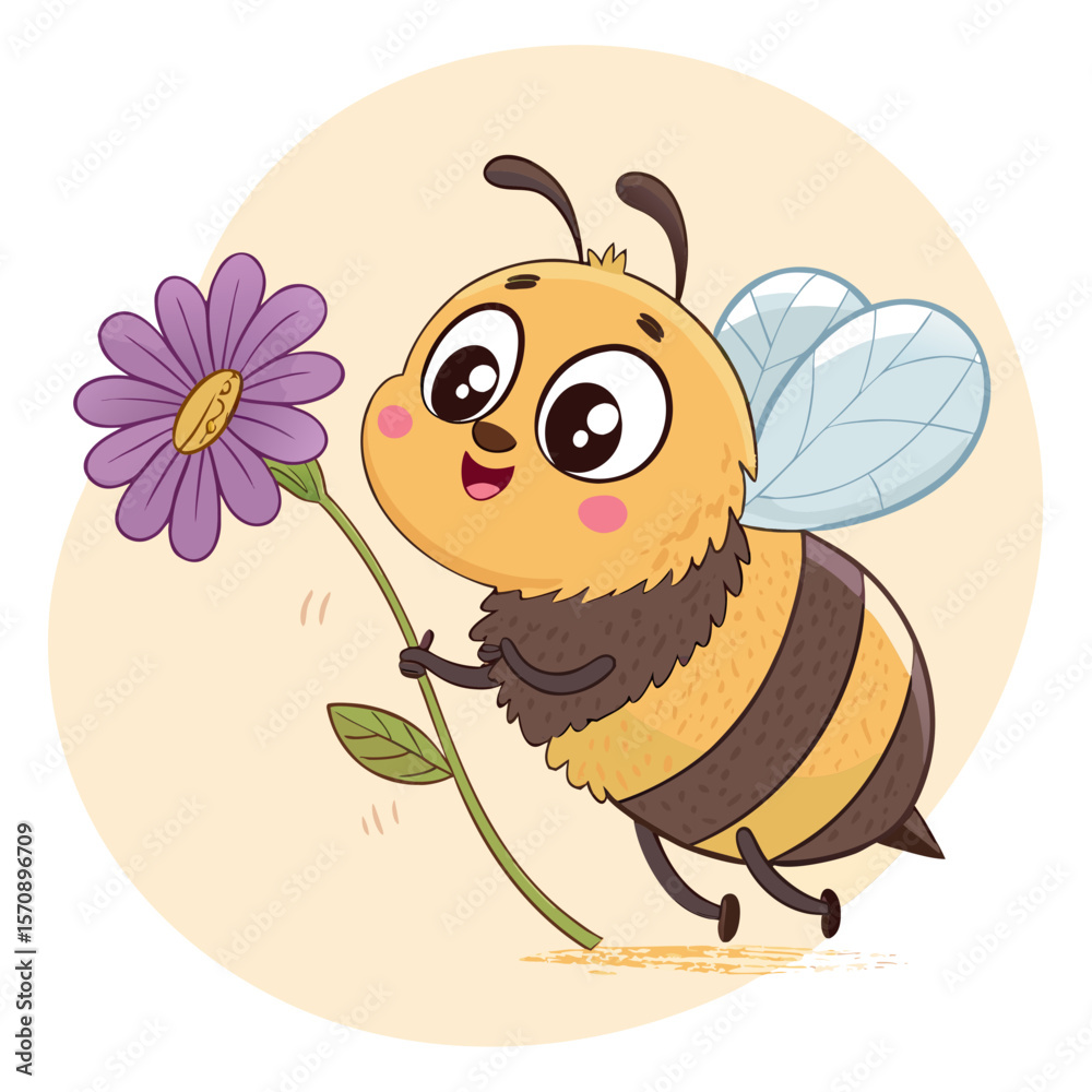 Obraz premium bee and flower clip art vector
