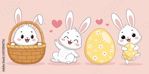easter bunny with easter eggs