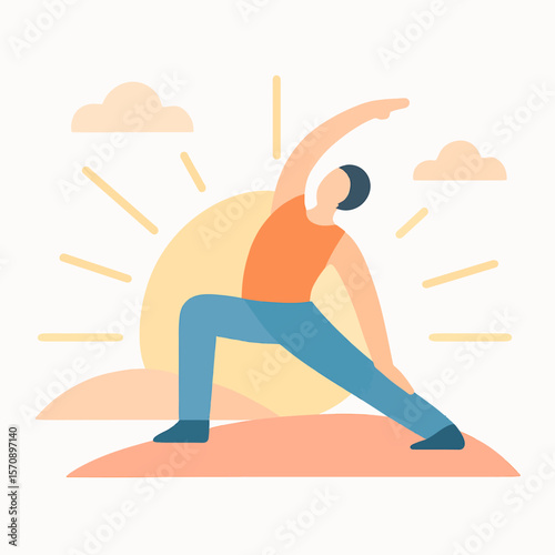 Morning Yoga Pose Outdoors With Sunrise