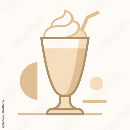 Creamy Vanilla Milkshake In Tall Glass