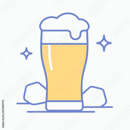 Cold Refreshing Beer Glass With Frothy Head