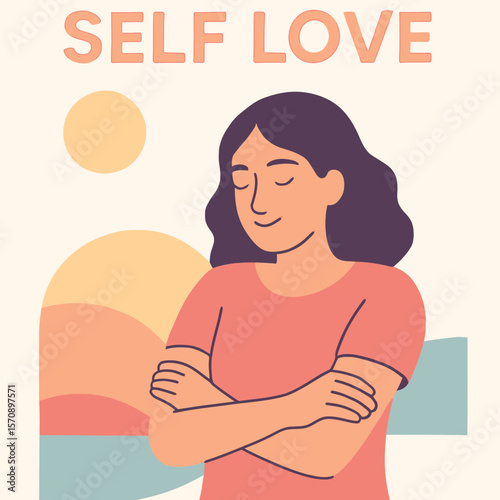 Confident Woman Embracing Self Love Concept