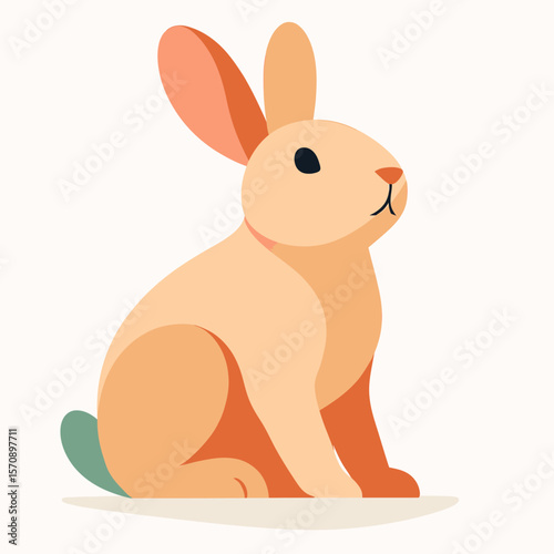 Cute Sitting Bunny With Upright Ears