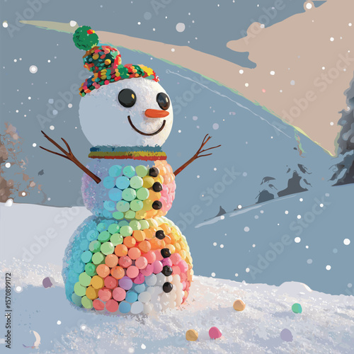 snowman with a broom