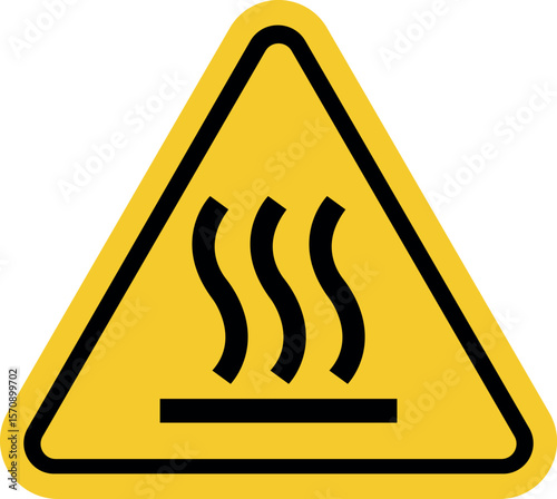 caution hot surface sign. warning symbol with heat hazard icon