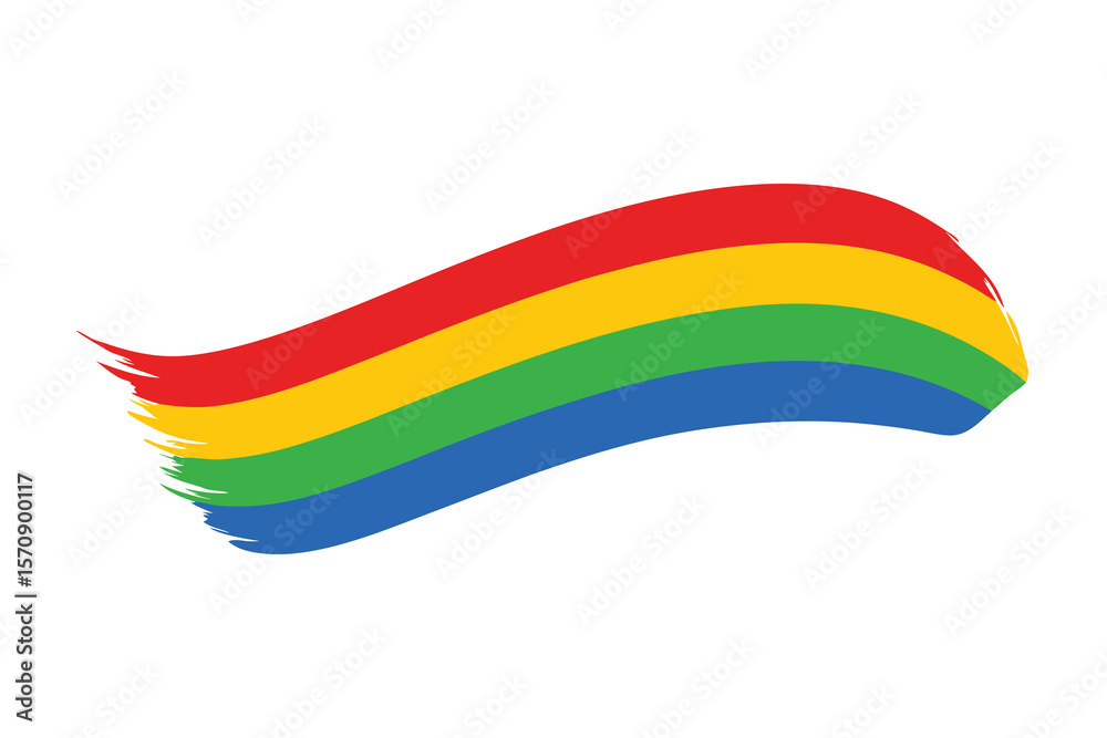 Obraz premium A brushstroke of rainbow colors on a white background art Ai Generated