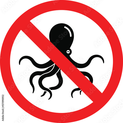 octopus danger sign. prohibited and warning symbol. no octopus allowed