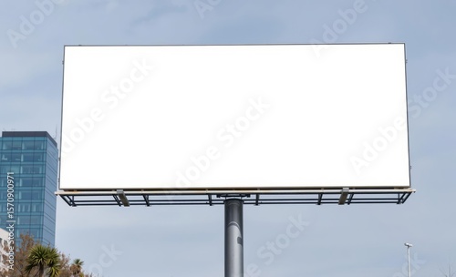 A stark white rectangular billboard its blank surface a canvas waiting for the vibrant hues and impactful message of a brand or marketing campaign stands tall on a sleek steel frame its sharp focus hi