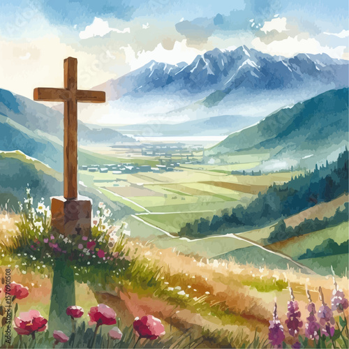 cross in the mountains