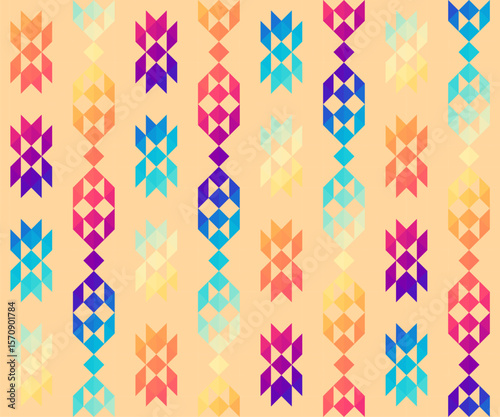 Navajo tribal ethnic Aztec seamless vector pattern. South Western motif Mexican. Vector Navajo textile. Boho rug Woven carpet decor style