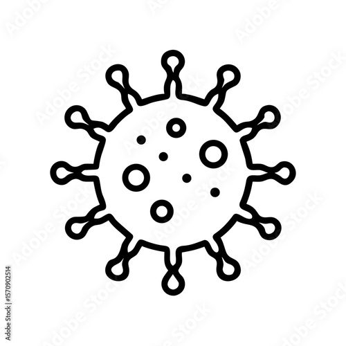 Outlined Virus Cell Icon for Biology Research and Study