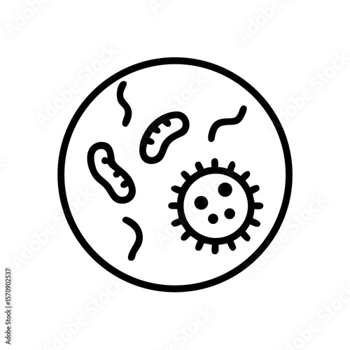 Vector of Bacteria Under Microscope Icon for Microbiology Research