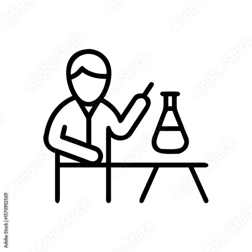 Vector of Scientist Working in Laboratory with Lab Equipment Icon