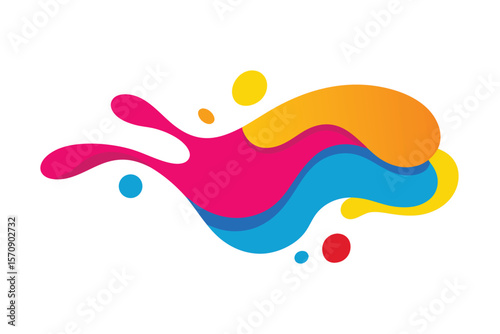Vibrant Colorful Liquid Splashes Abstract Design Element Ai Generated